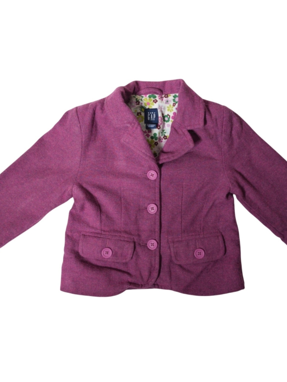 GAP Girls'  Button-Up Blazer/Jacket with Floral Lining